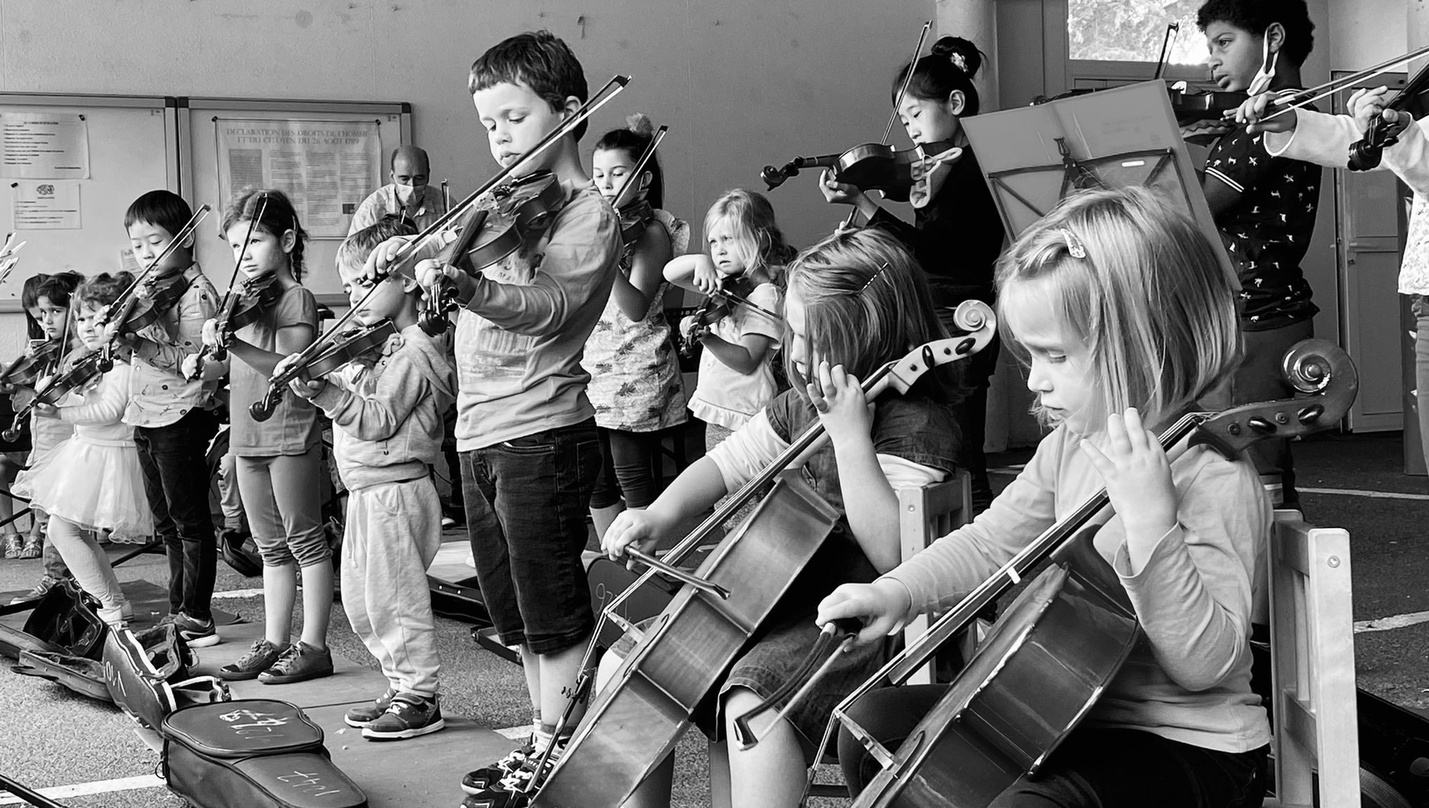 Élèves de Vivaldi a Dit en répétition d'orchestre